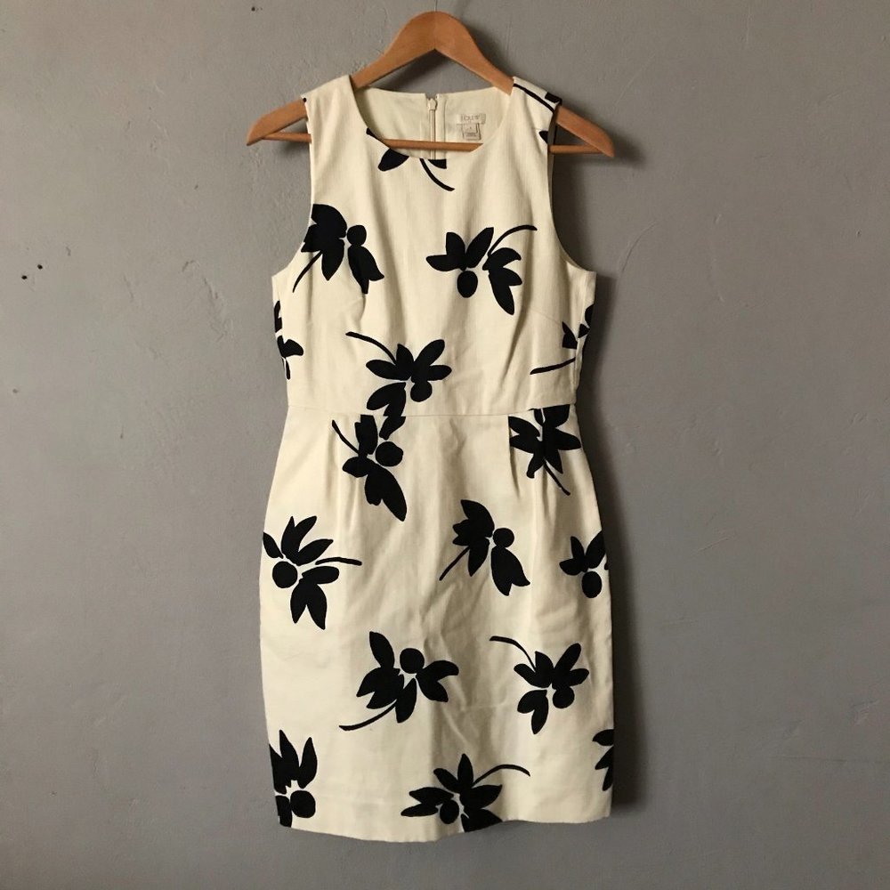 NWT J. Crew Factory Ivory & Black Sheath Dress sz4